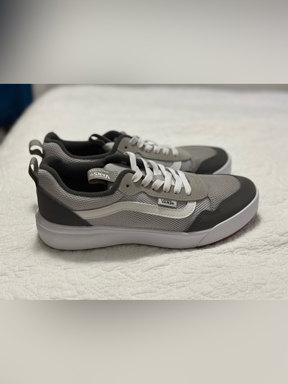 Kids Vans Gray and White Sneakers
